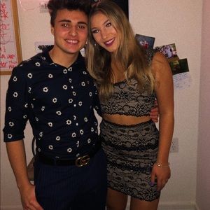 Bebe two piece skirt set black lace size xs